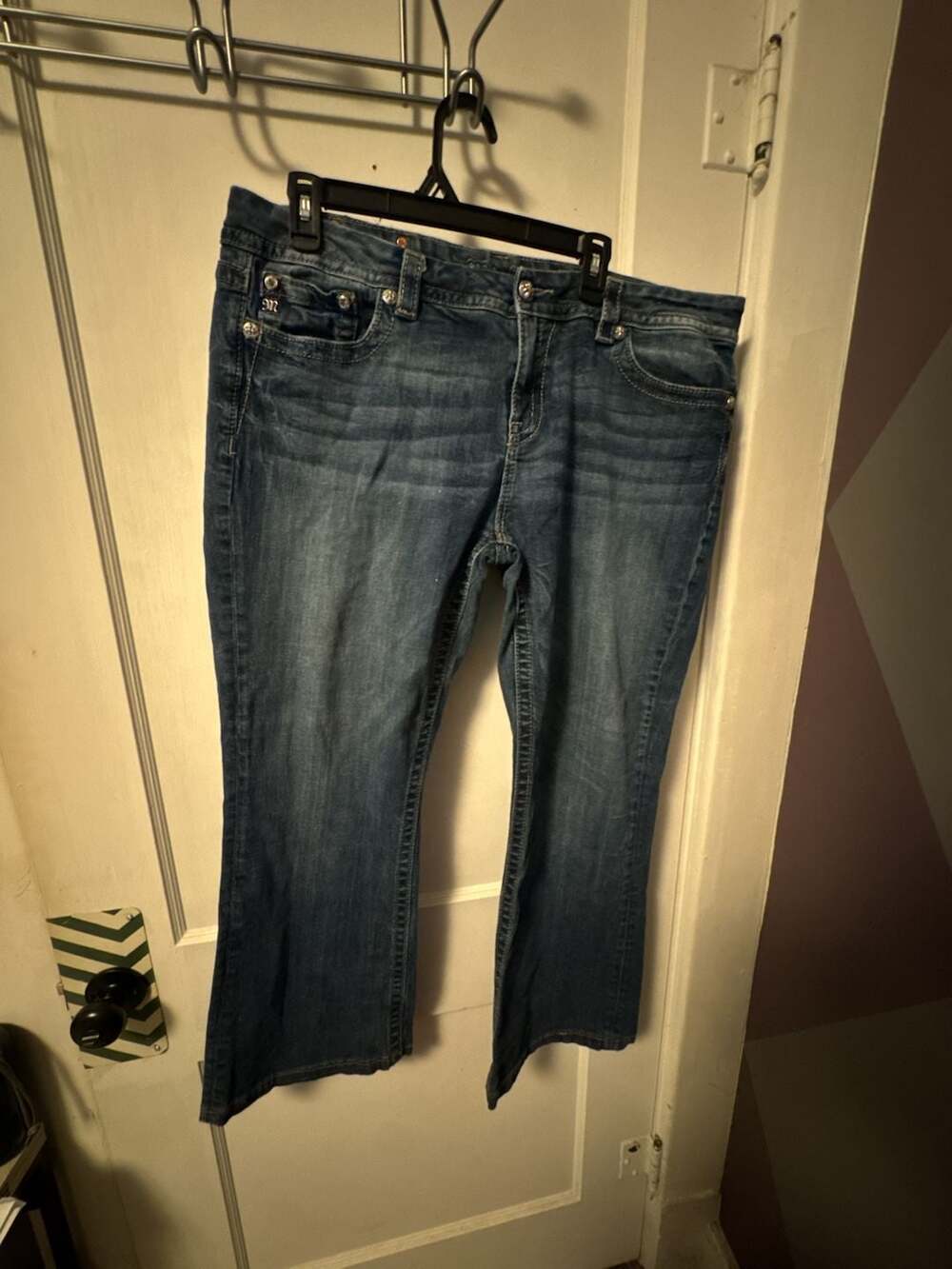 Miss Me Dark Wash Embellished Cross Pocket Bootcut Jeans Size 36